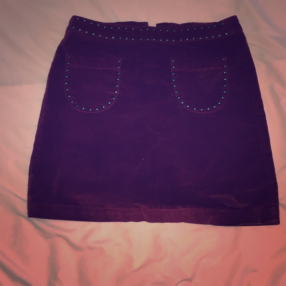 Burgundy Suede Jean Skirt